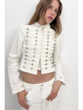 ZARA TRF FITTED BUTTON DENIM JACKET
